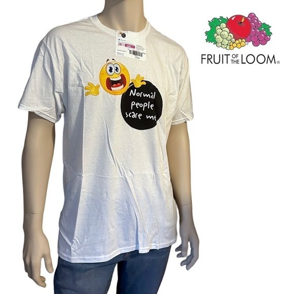Fruit of the Loom Custom Graphic Novelty Tee T-shirt Normal People Scare Me NIP - Picture 8 of 10
